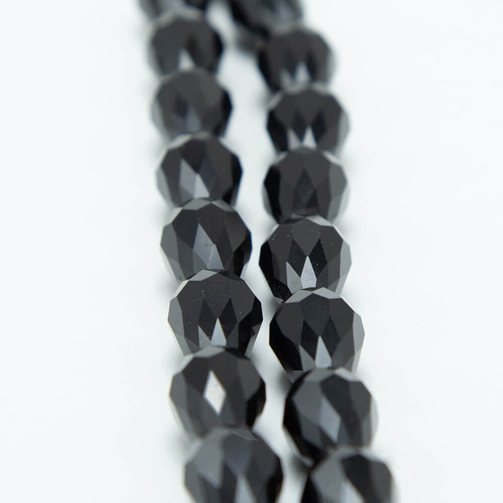 Black Glass Beads Faceted Teardrop Beads