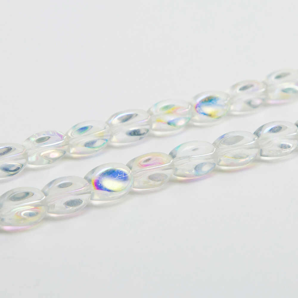 Transparent and AB Iris Glass Beads Twist Beads