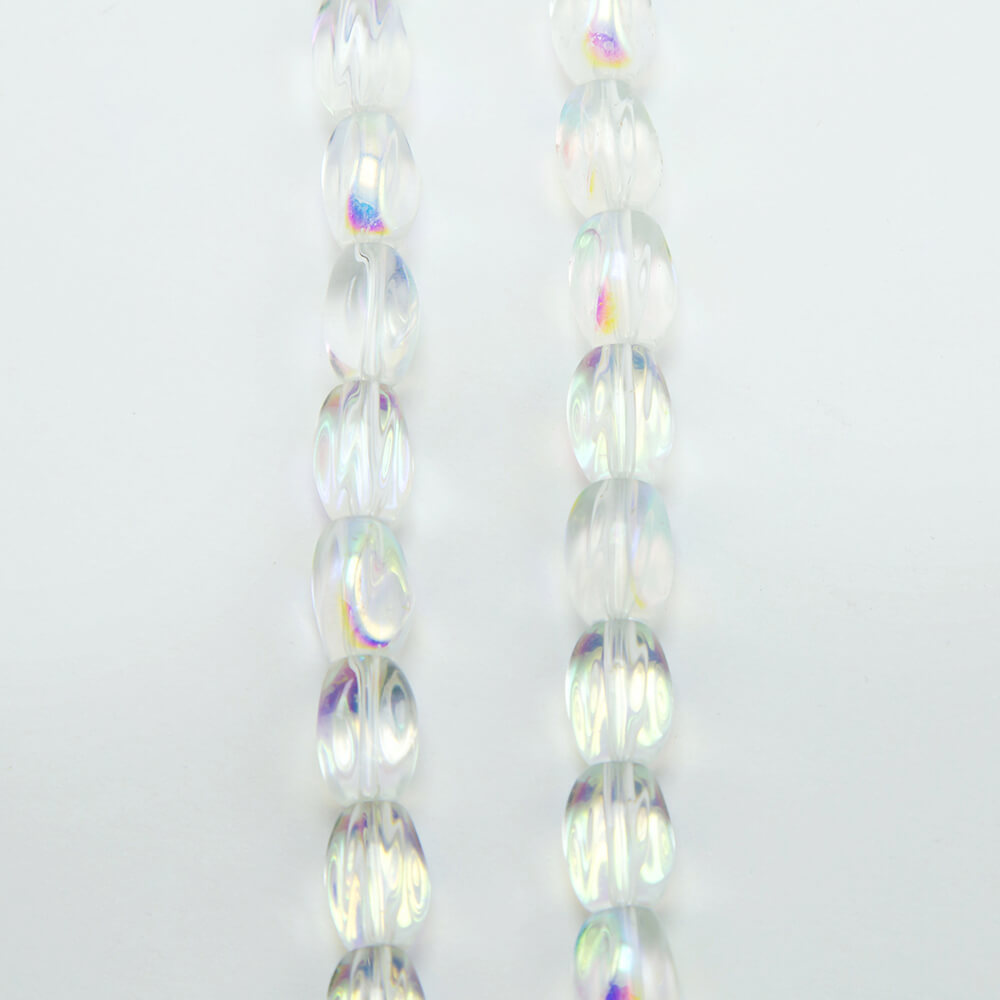 Transparent and AB Iris Glass Beads Twist Beads