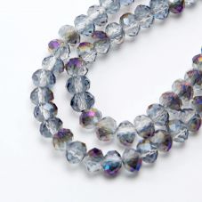 Transparent Purple Faceted Rondelle Glass Beads