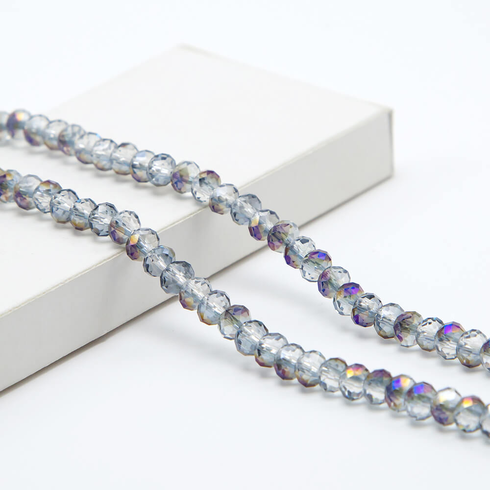 Transparent Purple Faceted Rondelle Glass Beads