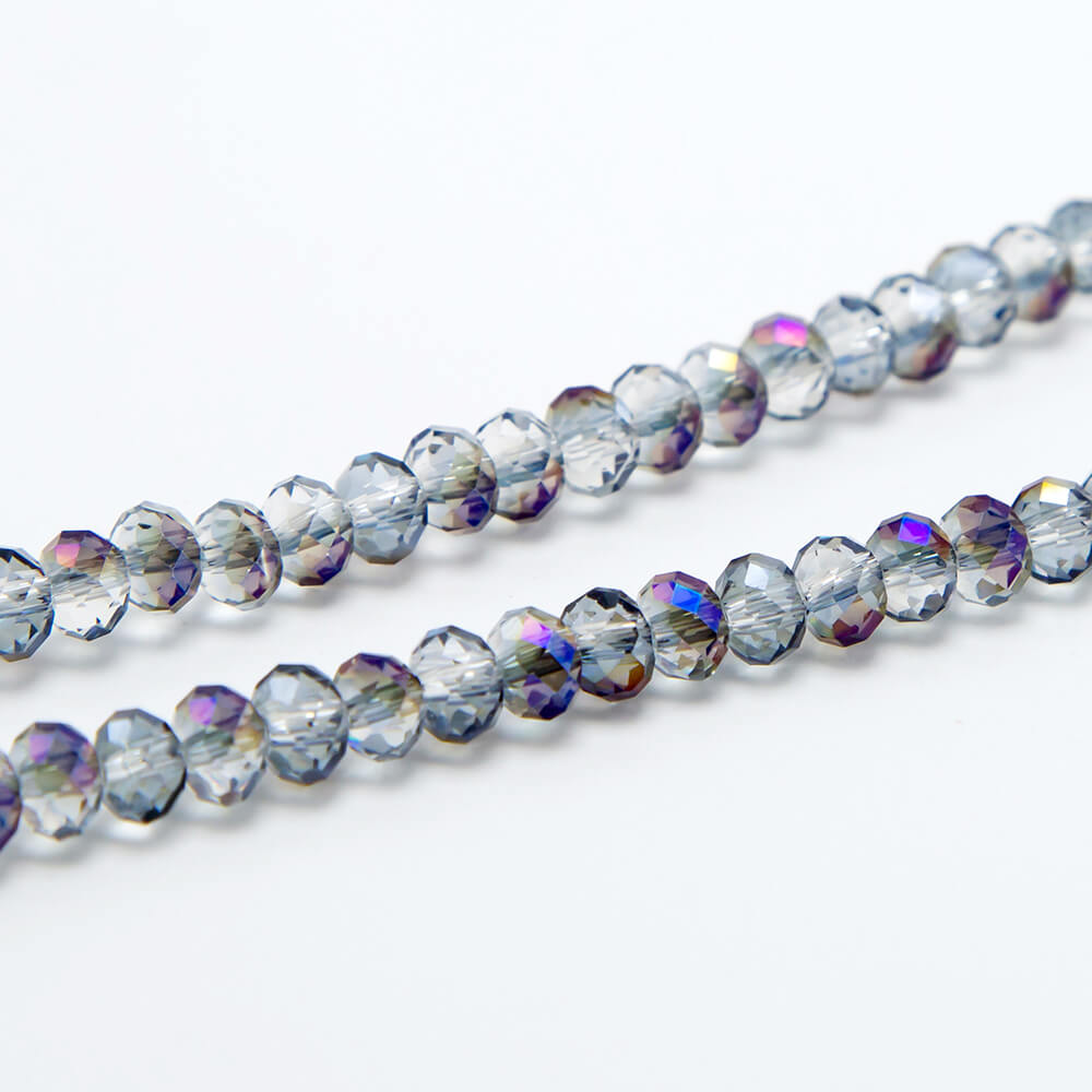 Transparent Purple Faceted Rondelle Glass Beads