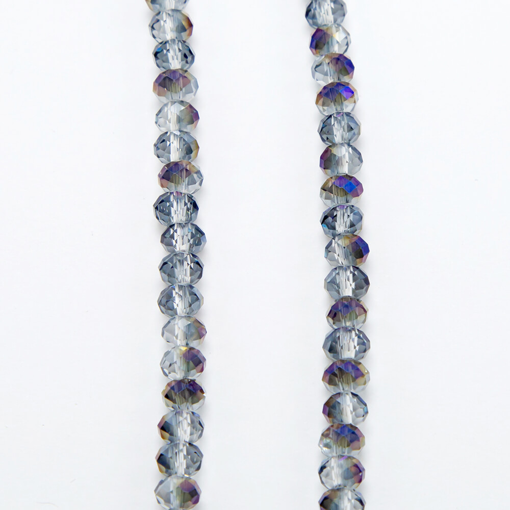 Transparent Purple Faceted Rondelle Glass Beads