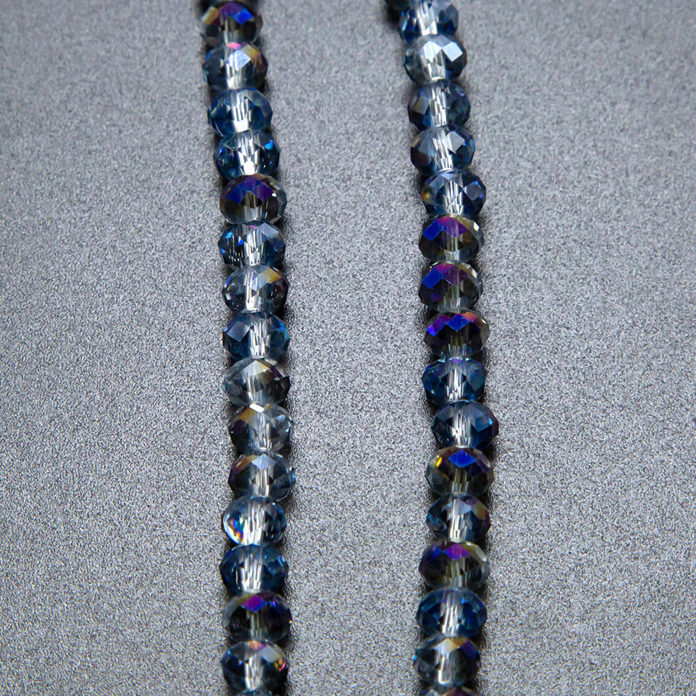 Transparent Purple Faceted Rondelle Glass Beads