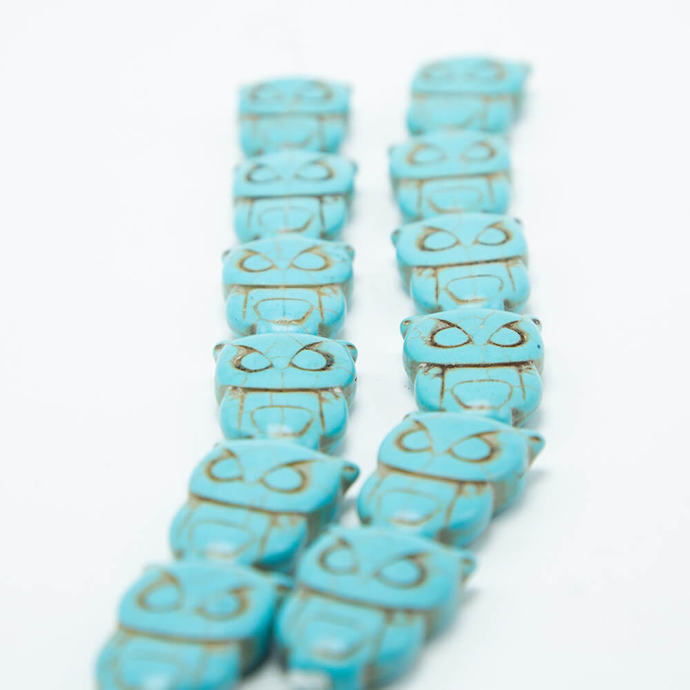 Blue Crackle Howlite Owl Beads Cute Gemstone Beads