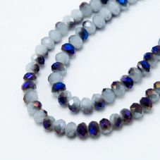 Half  Blue Plated Faceted Rondelle Glass Beads