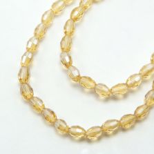 Faceted Oval Glass Beads Champagne Glass Beads