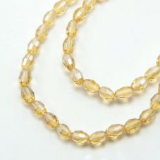 Faceted Oval Glass Beads Champagne Glass Beads