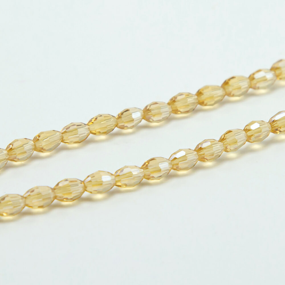 Faceted Oval Glass Beads Champagne Glass Beads