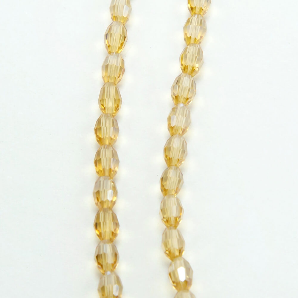 Faceted Oval Glass Beads Champagne Glass Beads