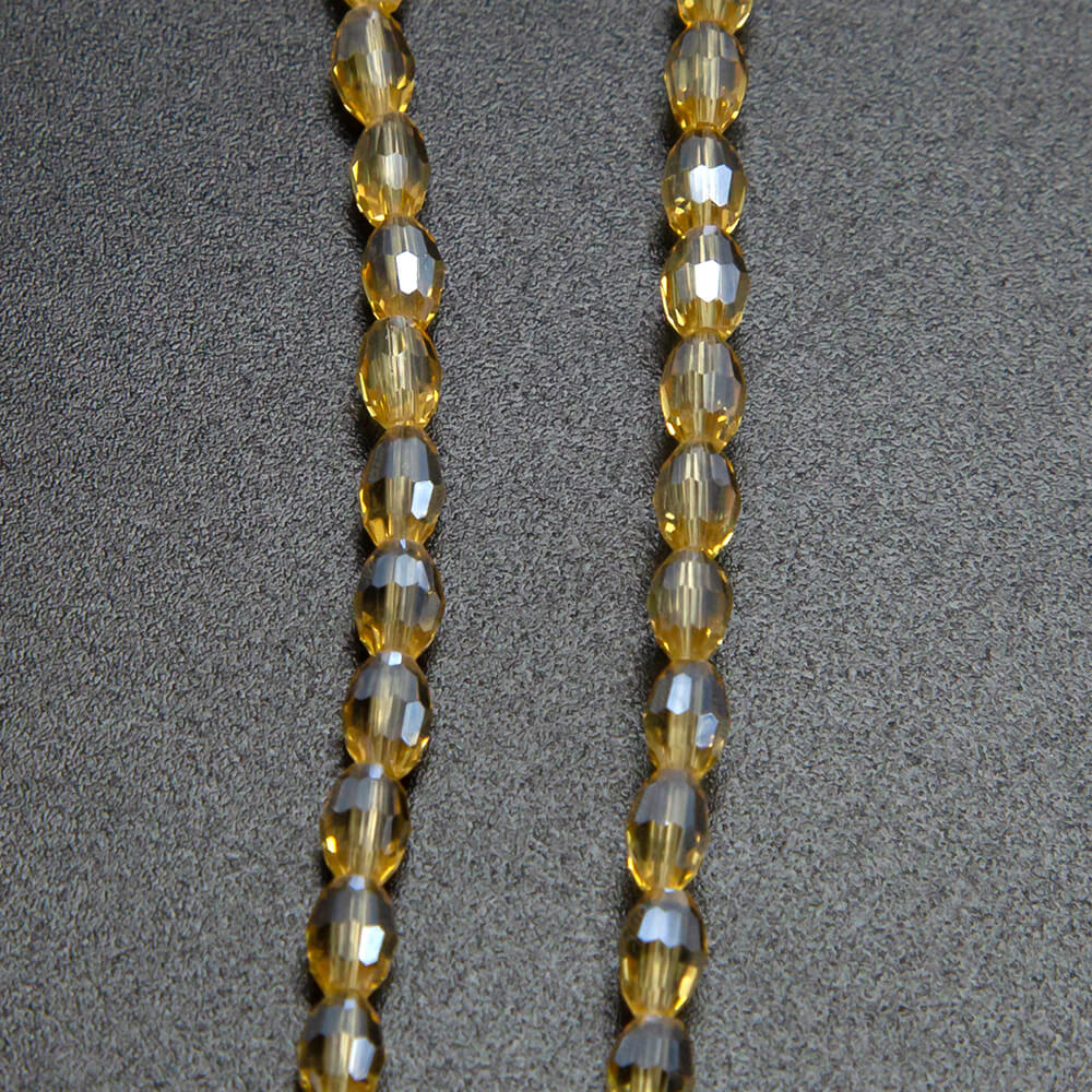 Faceted Oval Glass Beads Champagne Glass Beads