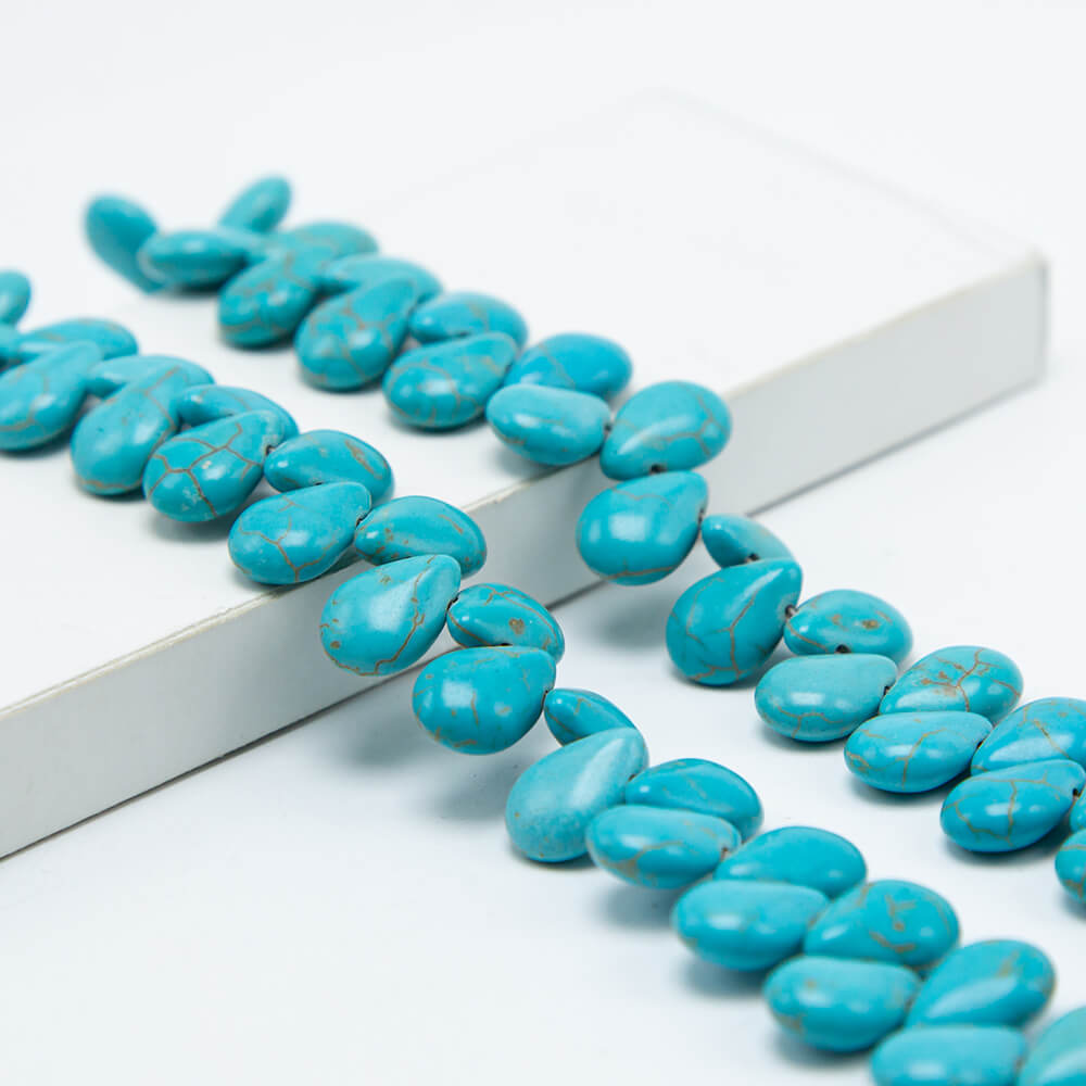 Dyed Howlite Flat Teardrop Beads