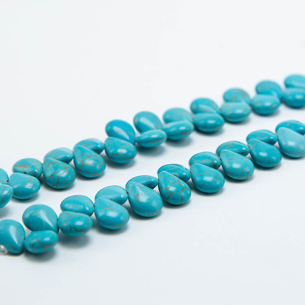 Dyed Howlite Flat Teardrop Beads