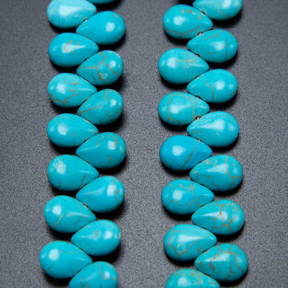 Dyed Howlite Flat Teardrop Beads
