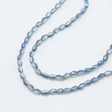 Gray with  Half Blue Plated Faceted Oval Glass Beads