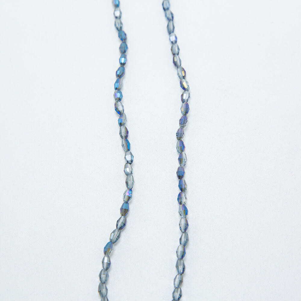 Gray with  Half Blue Plated Faceted Oval Glass Beads