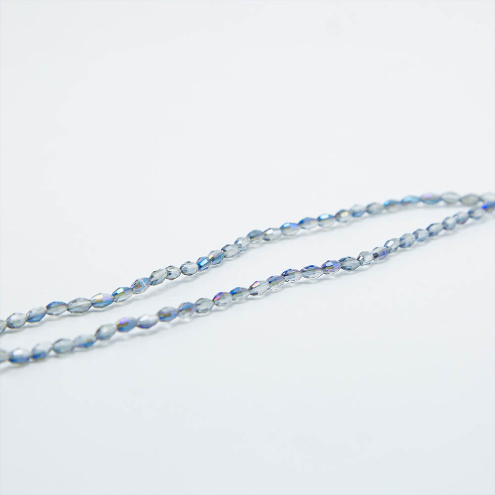 Gray with  Half Blue Plated Faceted Oval Glass Beads
