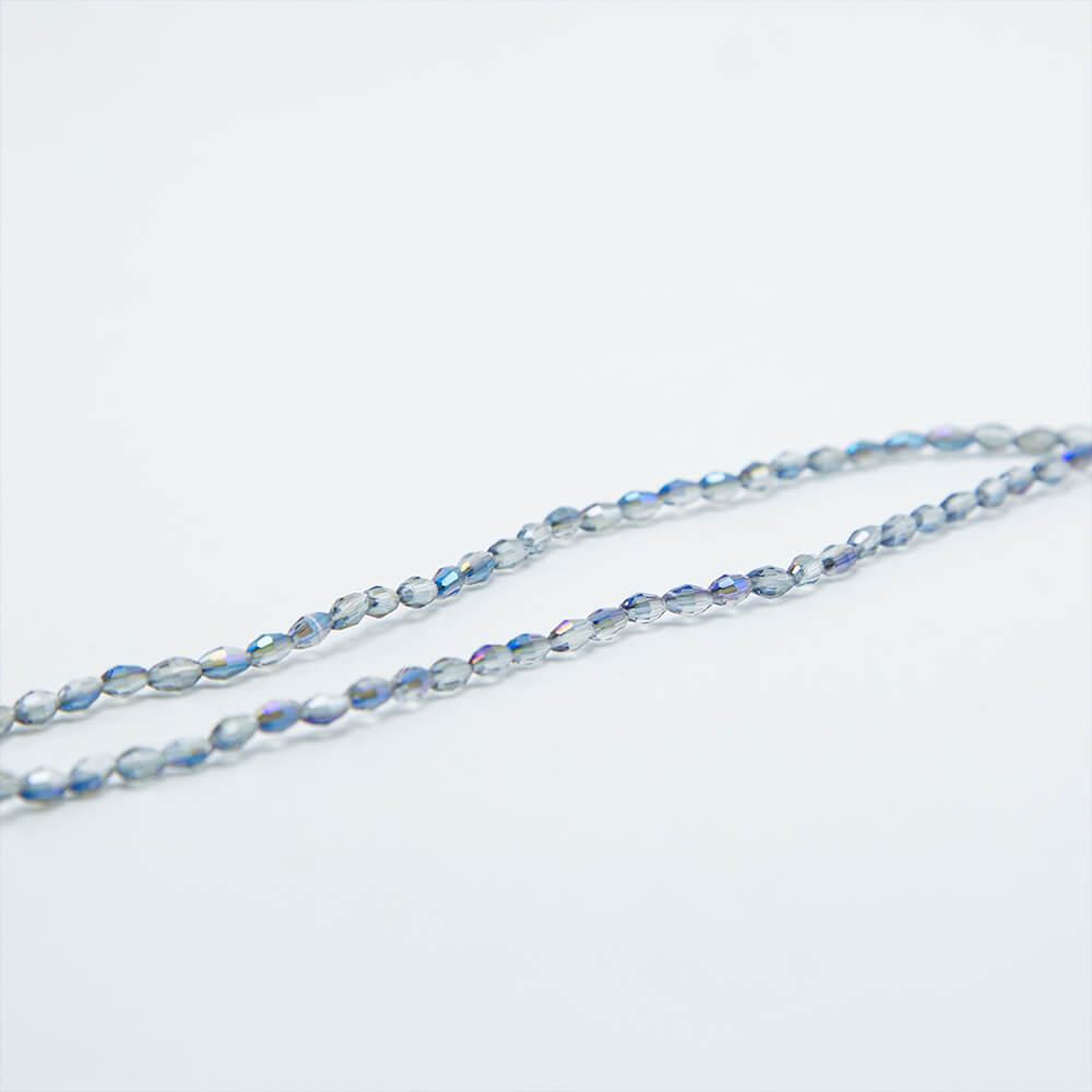 Gray with  Half Blue Plated Faceted Oval Glass Beads