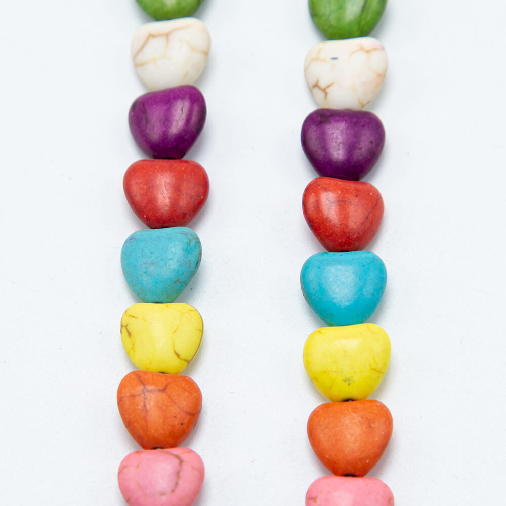 Multi Color Dyed Howlite Heart Beads