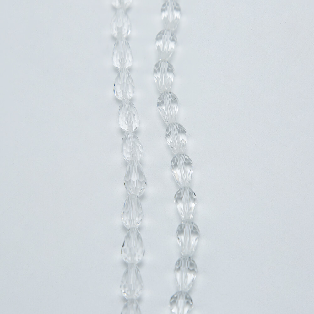 Transparent with AB Iris Glass Beads Faceted Teardrop Beads