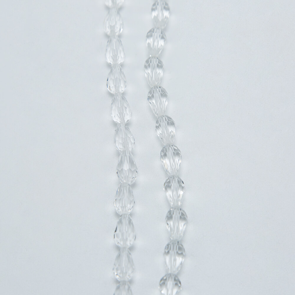 Transparent with AB Iris Glass Beads Faceted Teardrop Beads