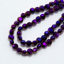 Purple Glass Beads Faceted Lentil Beads