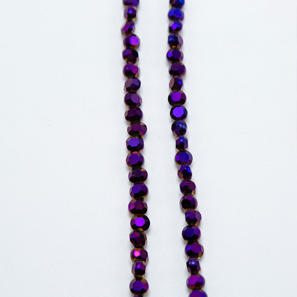 Purple Glass Beads Faceted Lentil Beads