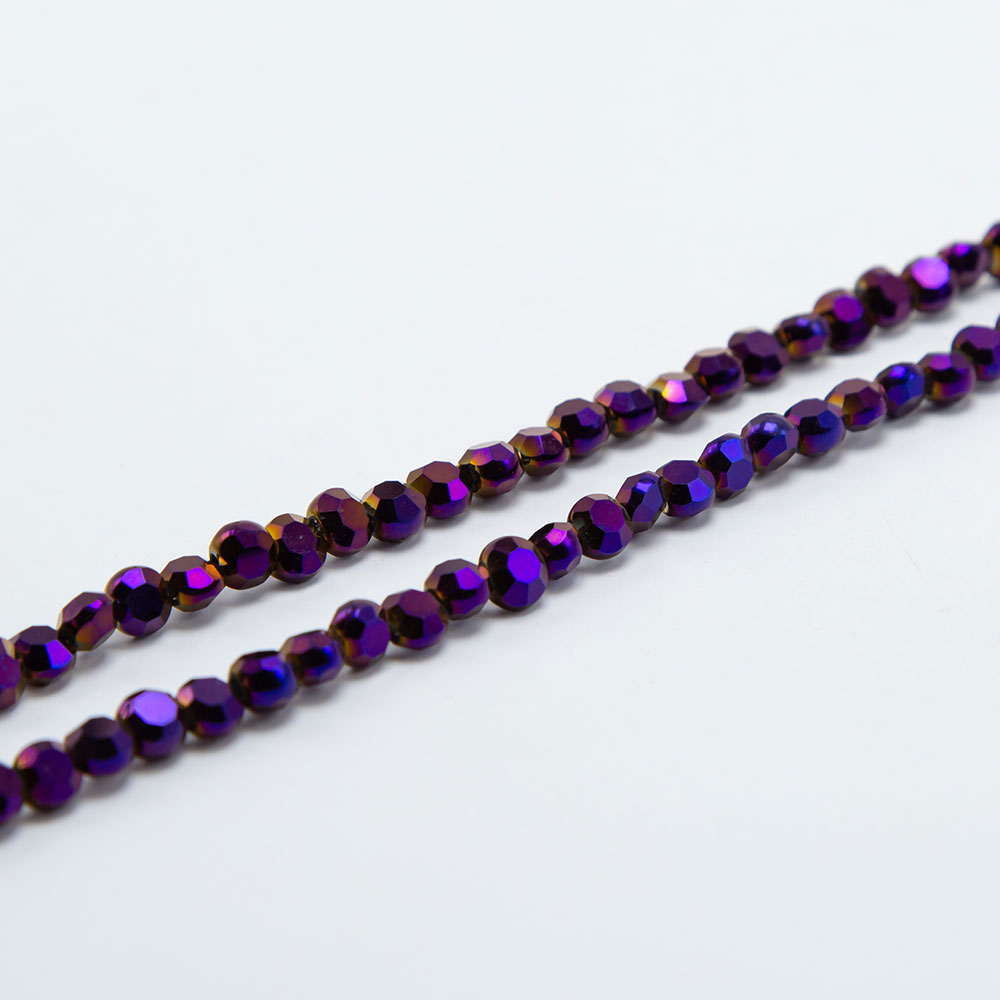 Purple Glass Beads Faceted Lentil Beads