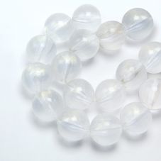 Round Acrylic Beads White with Gold Spot Luster Round Beads