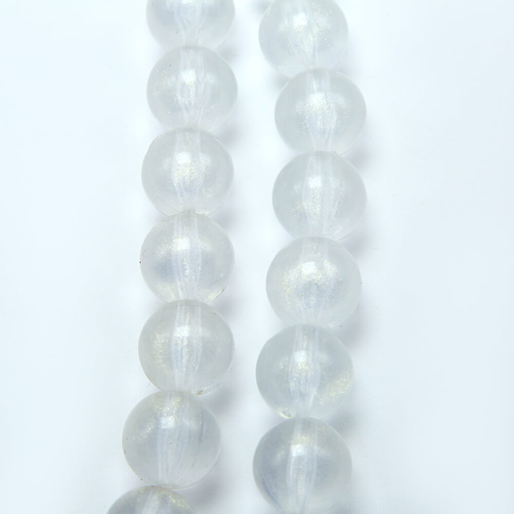 Round Acrylic Beads White with Gold Spot Luster Round Beads