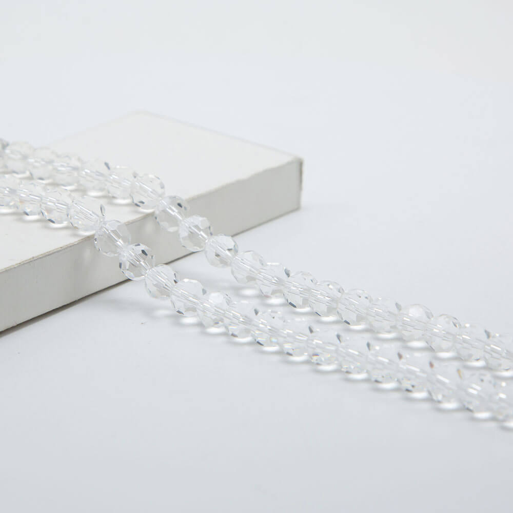 Clear Faceted Round Glass Beads