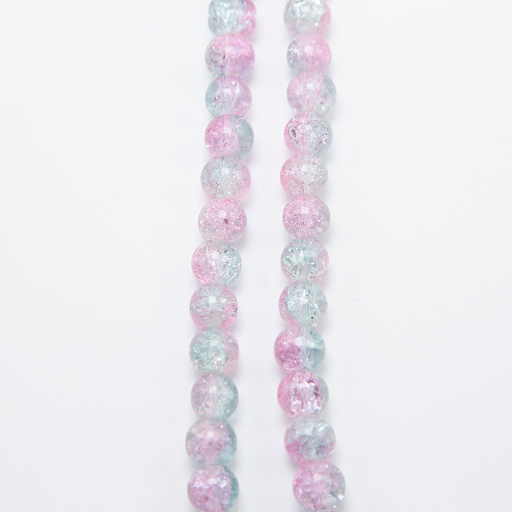 Pink and Blue Crackle Beads Round Glass Beads