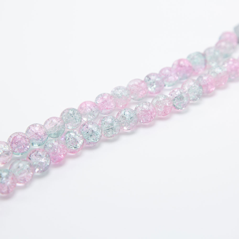 Pink and Blue Crackle Beads Round Glass Beads