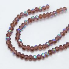 Purple with AB Iris Faceted Rondelle Glass Beads