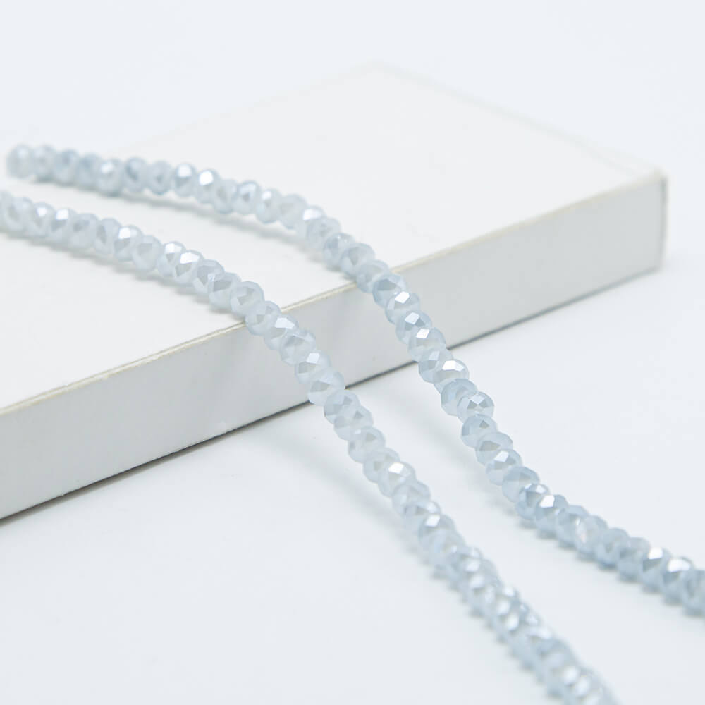 Transparent Gray Faceted Rondelle Glass Beads