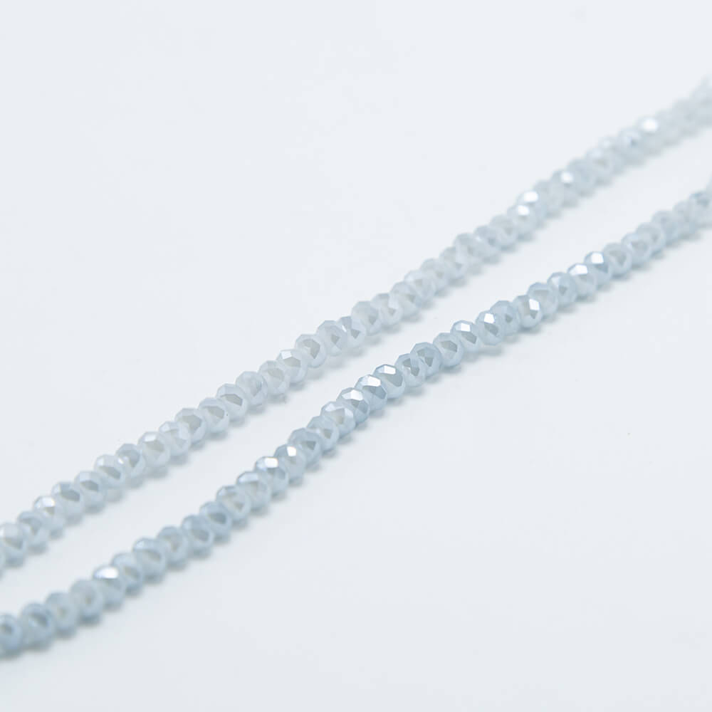 Transparent Gray Faceted Rondelle Glass Beads