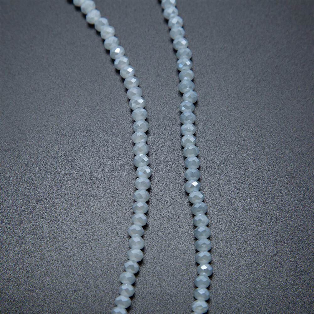 Transparent Gray Faceted Rondelle Glass Beads