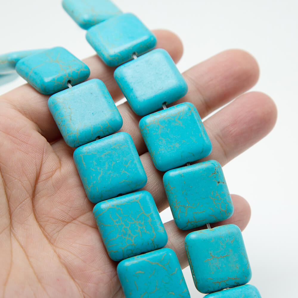 Blue Dyed Howlite Square Beads Gemstone Beads