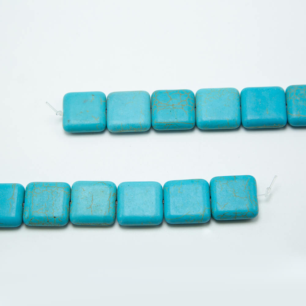 Blue Dyed Howlite Square Beads Gemstone Beads