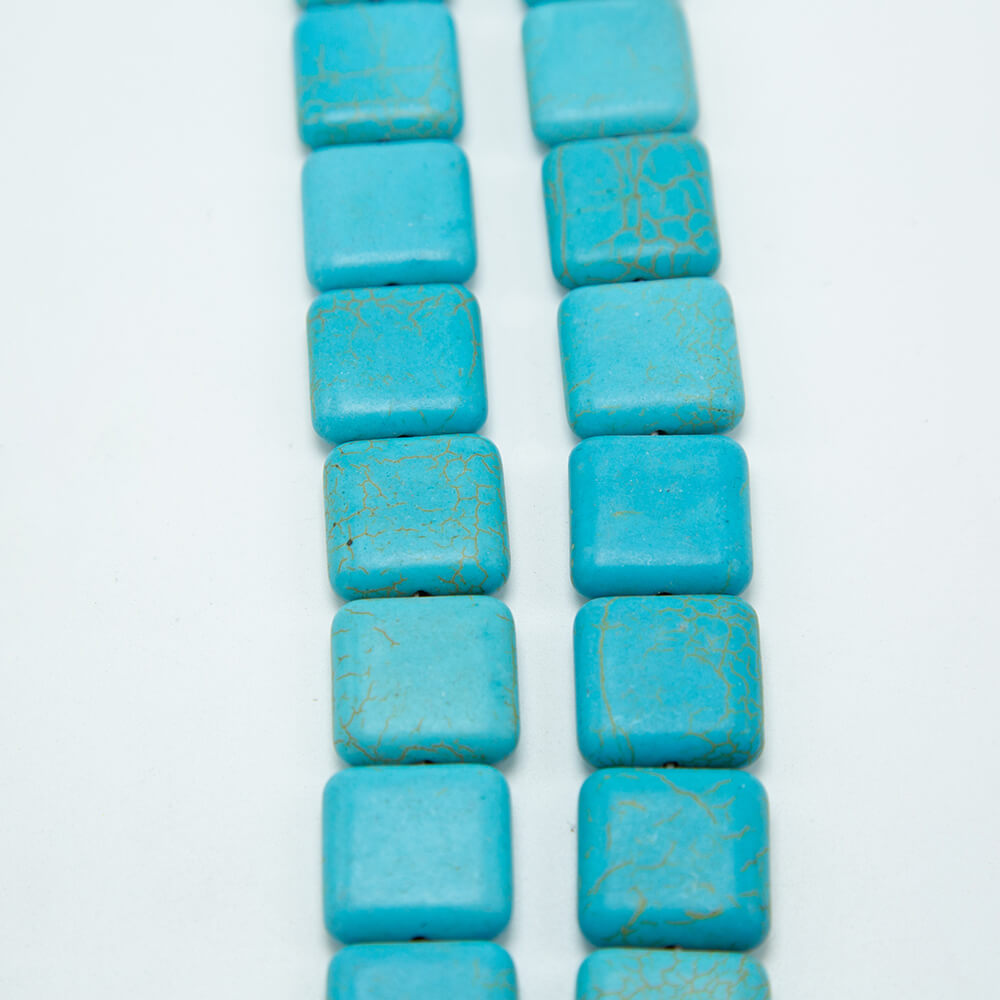 Blue Dyed Howlite Square Beads Gemstone Beads