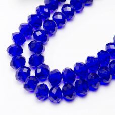 Dark Blue Faceted Rondelle Glass Beads