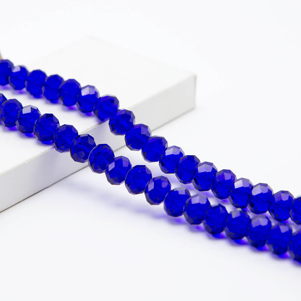 Dark Blue Faceted Rondelle Glass Beads