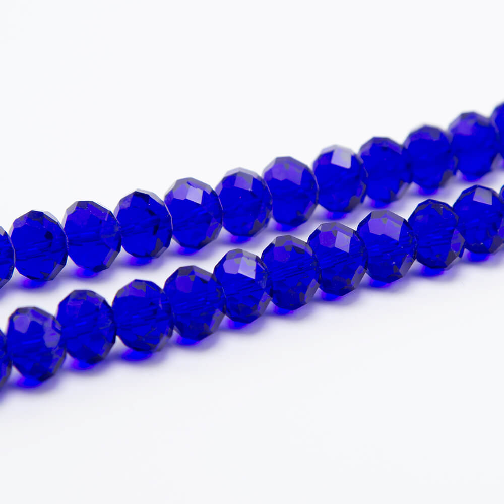 Dark Blue Faceted Rondelle Glass Beads