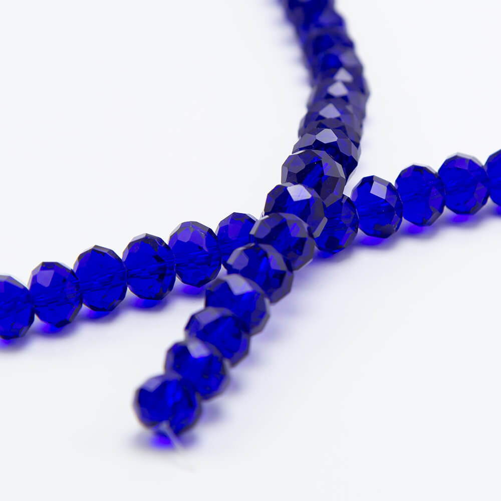 Dark Blue Faceted Rondelle Glass Beads