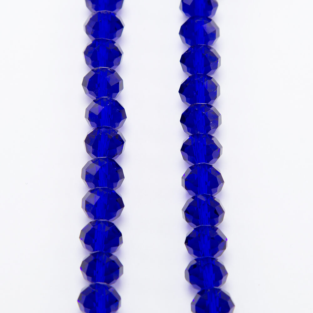 Dark Blue Faceted Rondelle Glass Beads