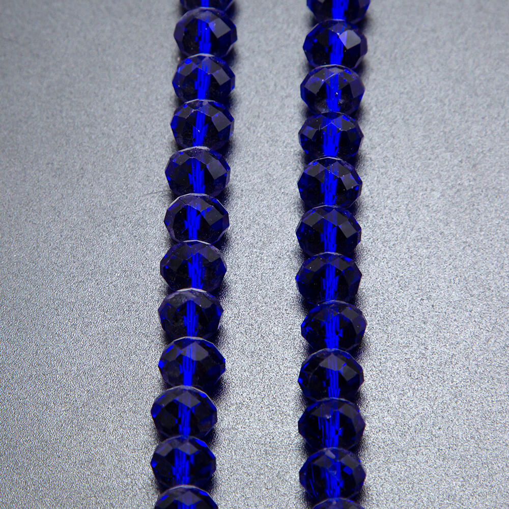 Dark Blue Faceted Rondelle Glass Beads