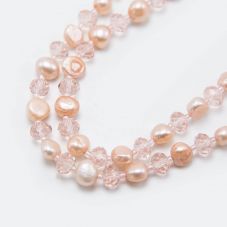 Pink Faceted Rondelle Glass Beads and Dyed Pearl Beads