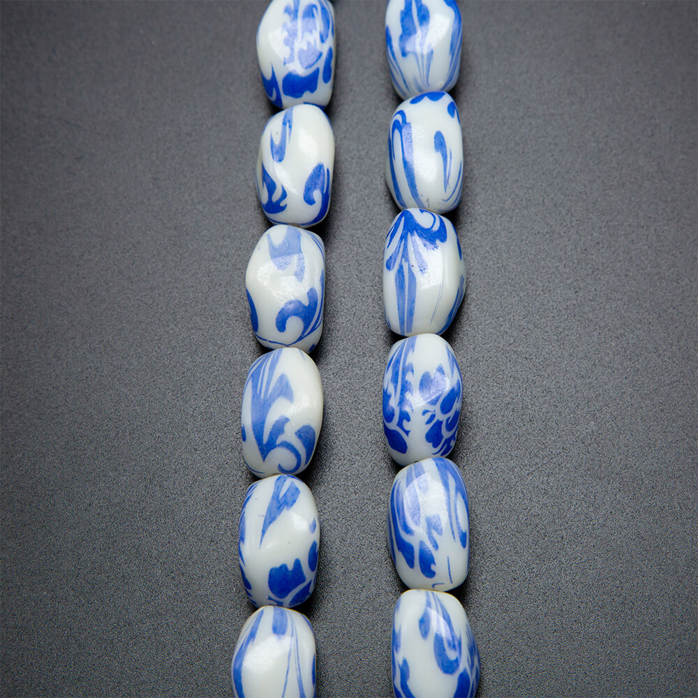 Fancy Acrylic Beads White and Blue Flower Acrylic Beads