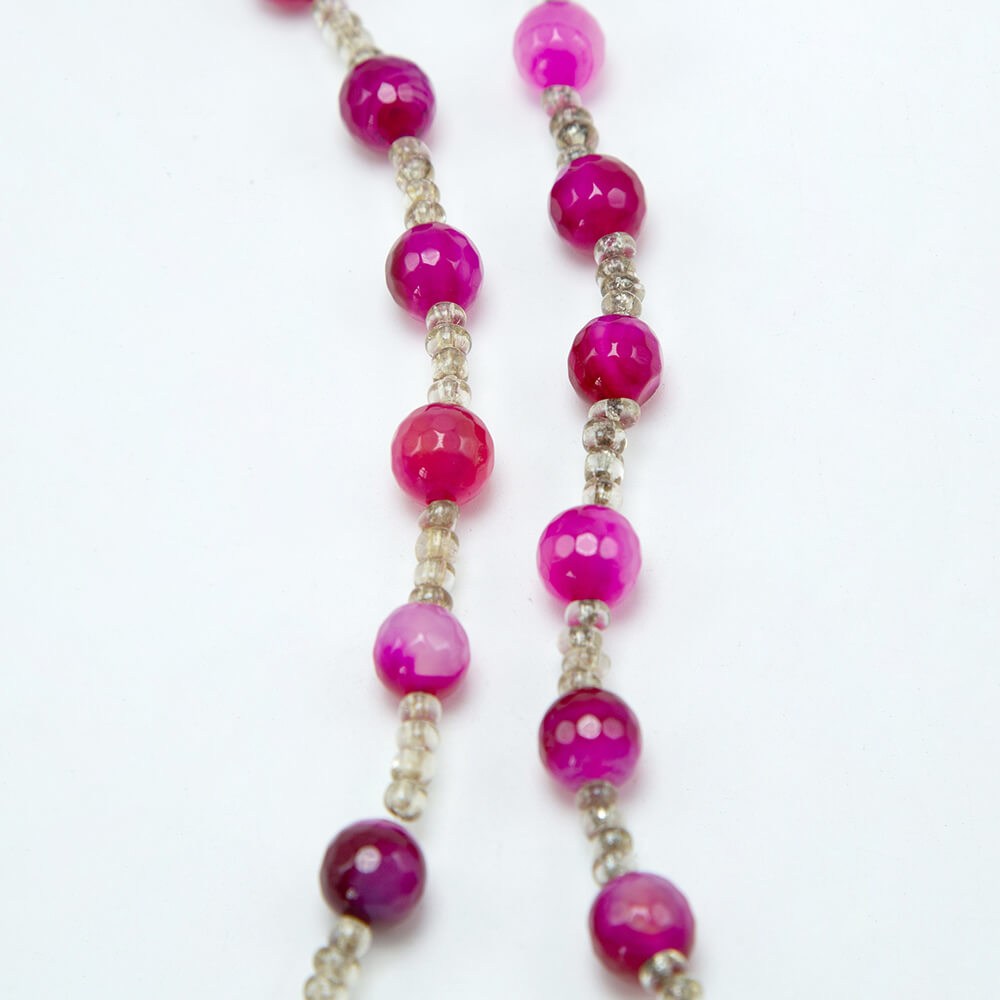 Hot Pink Dyed Agate Faceted Round Beads Gemstone Beads