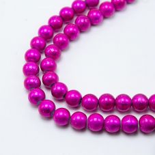 Hot Pink Round Painted Glass Beads